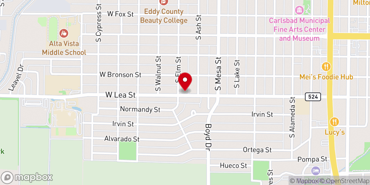 Map showing location of Jesus Name Tabernacle