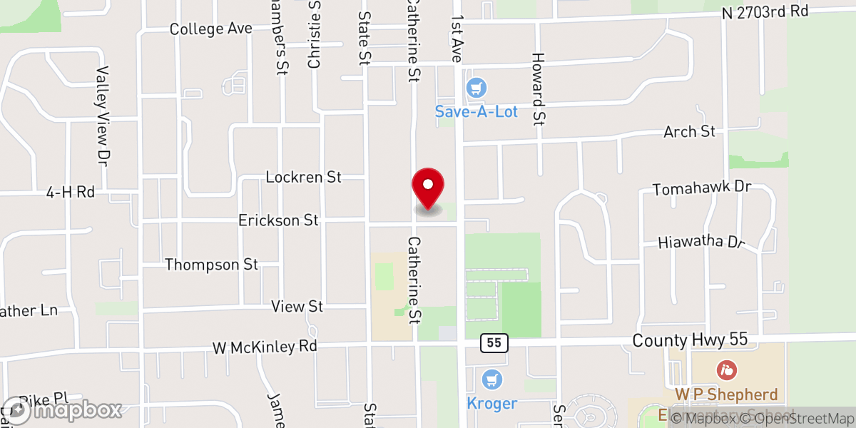 Map showing location of Southside Christian Church