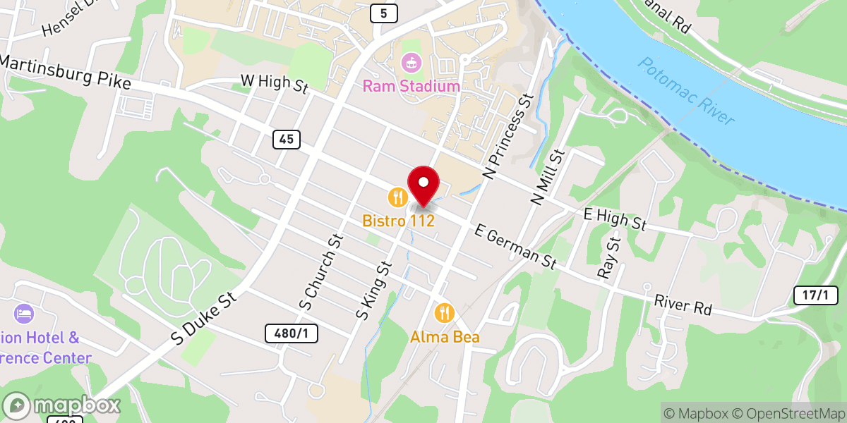 Map showing location of MJ's on German DeliCafe