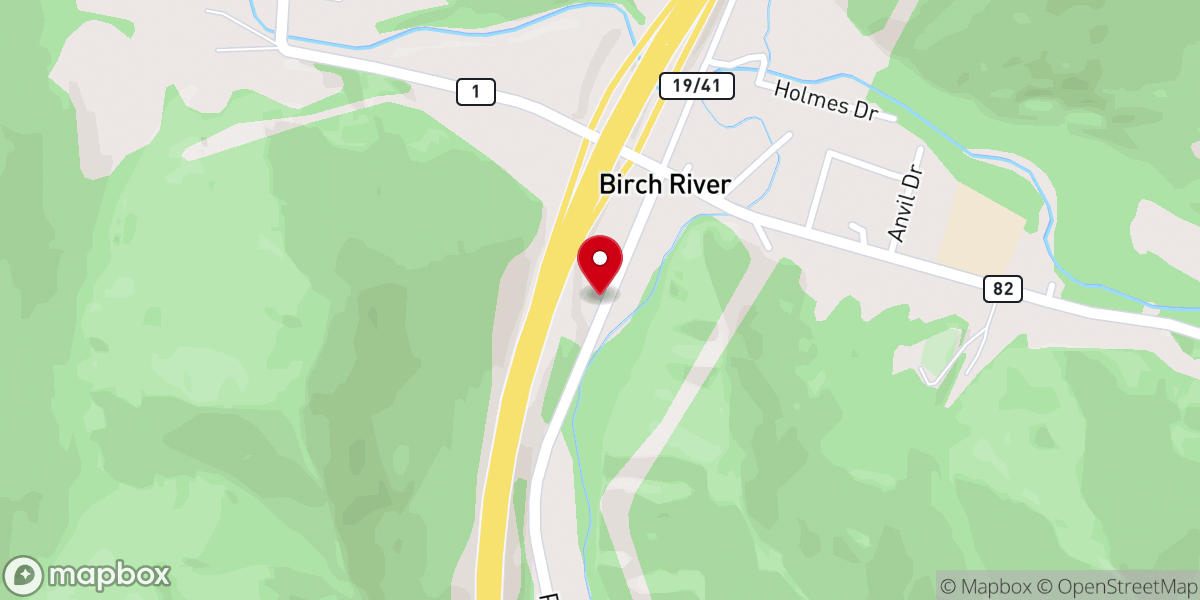 Map showing location of Birch River Baptist Church