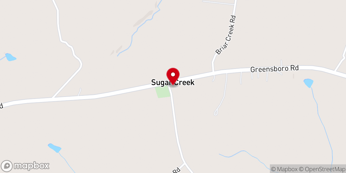 Map showing location of Sugar Creek Baptist Church