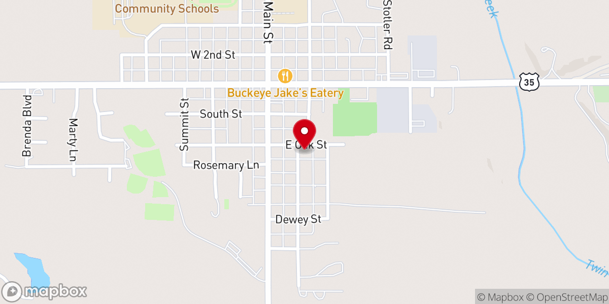 Map showing location of Oak Street Brethren Church