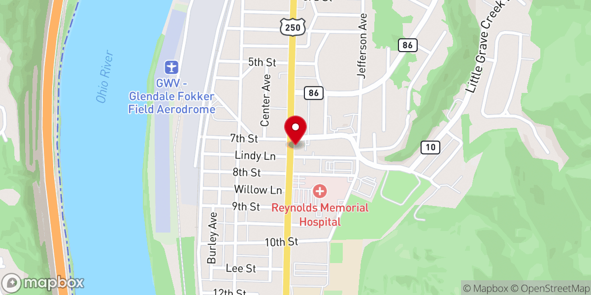 Map showing location of Glen Dale United Methodist Church