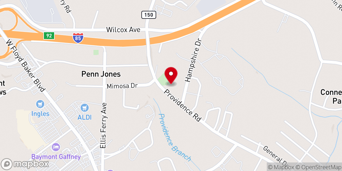 Map showing location of Providence Baptist Church