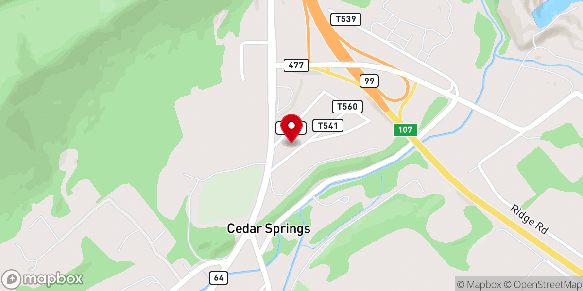 Map showing location of Cedar Springs Brethren in Christ Church