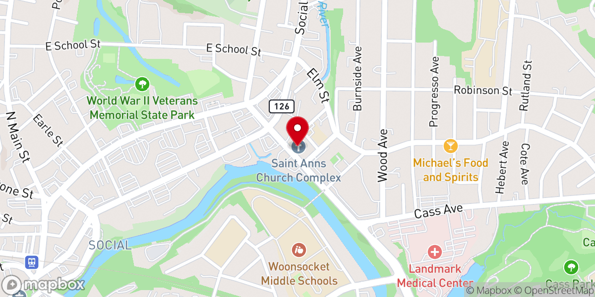 Map showing location of Woonsocket Spanish Seventh-day Adventist Church