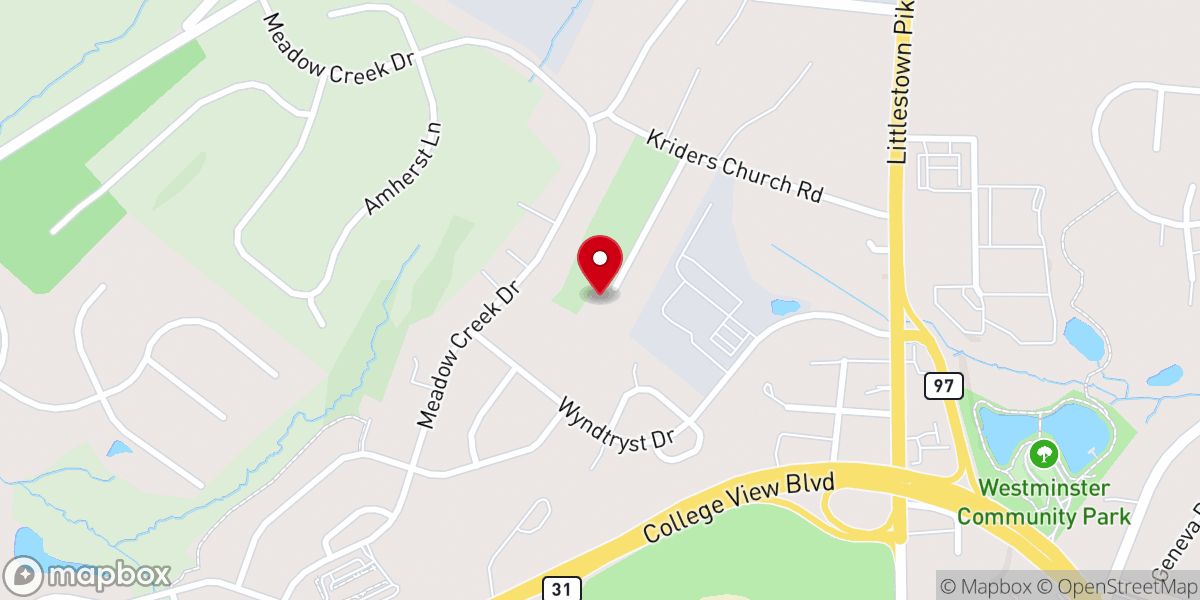 Map showing location of Saint Benjamins Lutheran Church