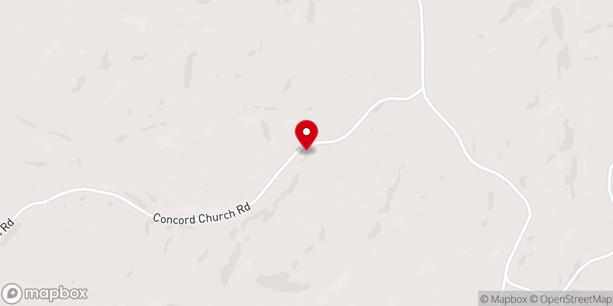 Map showing location of Concord church