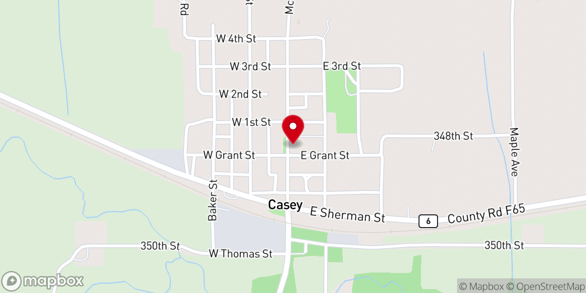 Map showing location of Casey Visitor Center