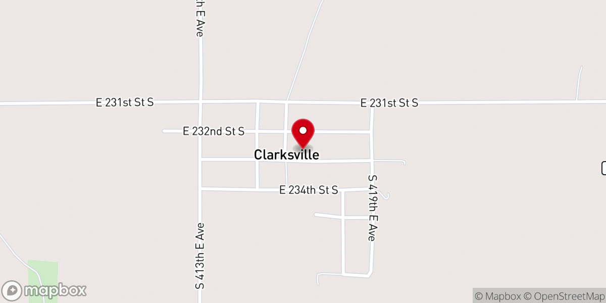 Map showing location of Clarksville Freewill Baptist Church