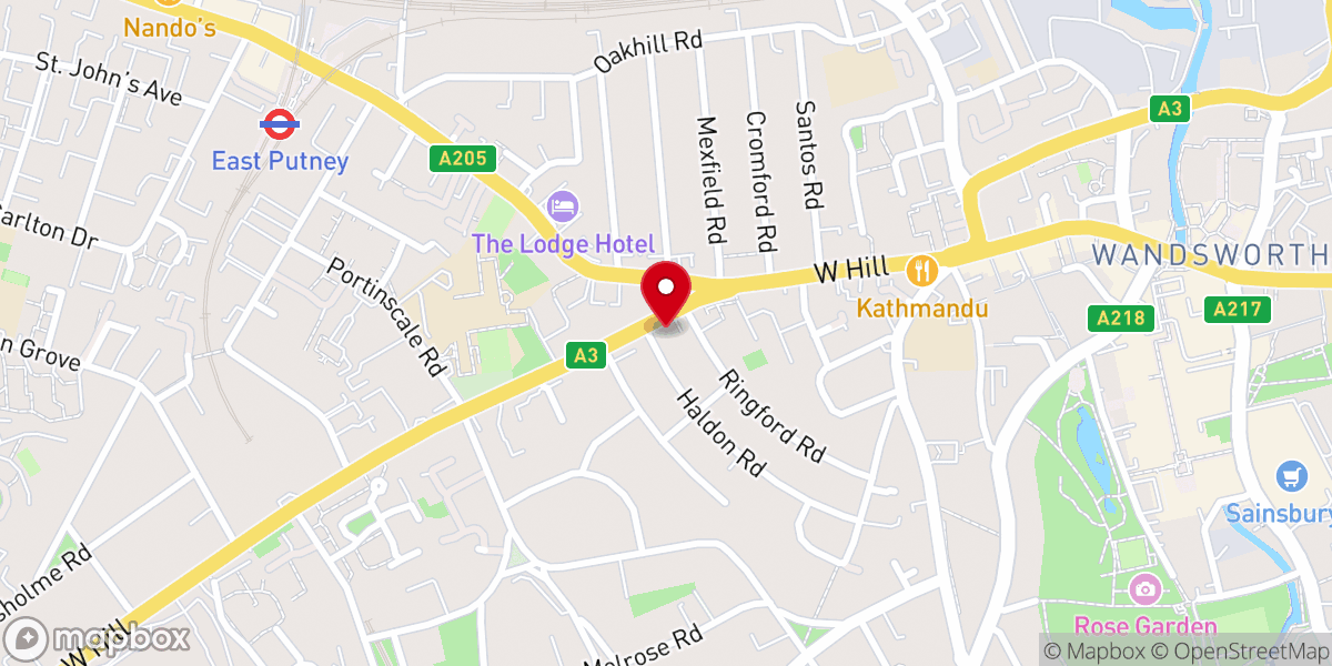 Map showing location of West Hill Baptist Church