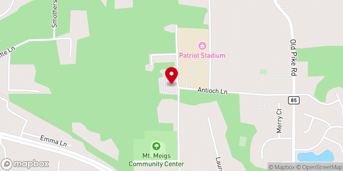 Map showing location of Antioch Baptist Church
