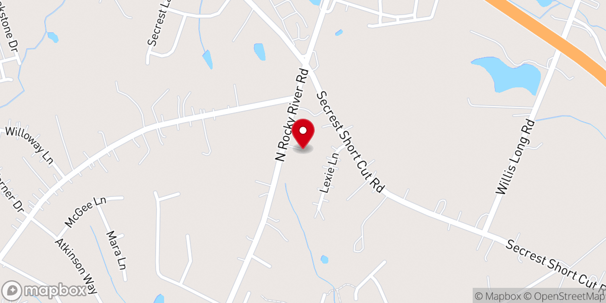Map showing location of Crossroads Baptist Church