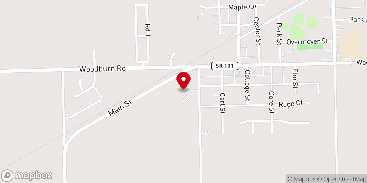 Map showing location of Woodburn Methodist Church