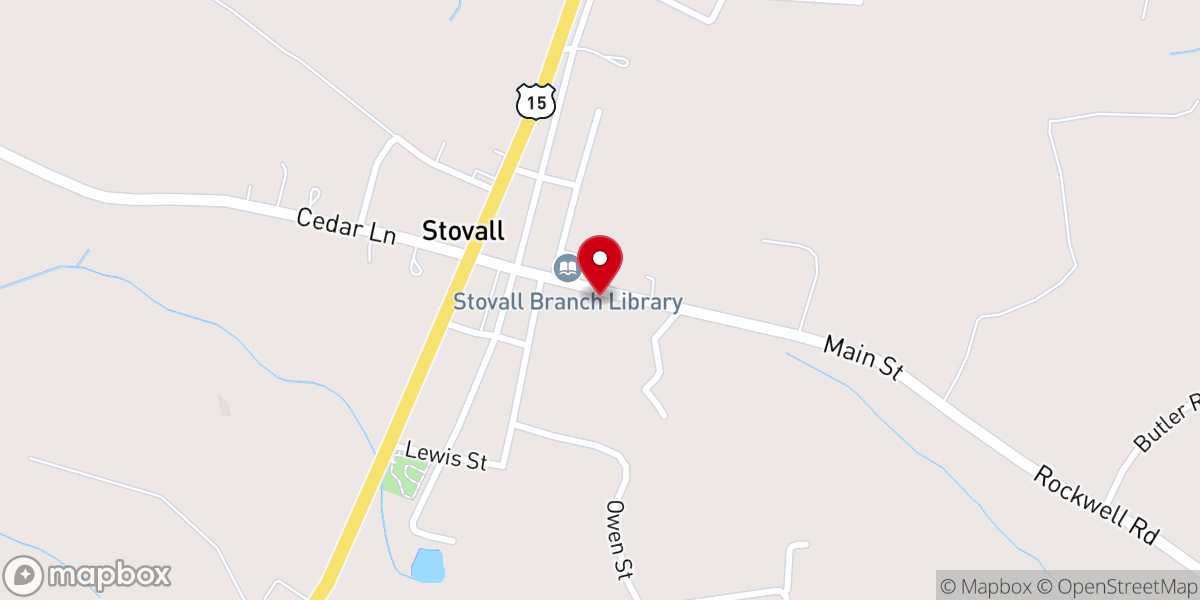 Map showing location of Stovall Baptist Church