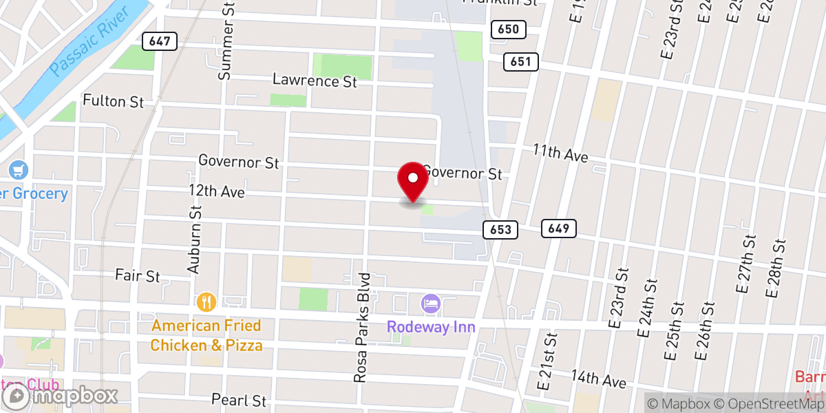 Map showing location of Exodus Baptist Church
