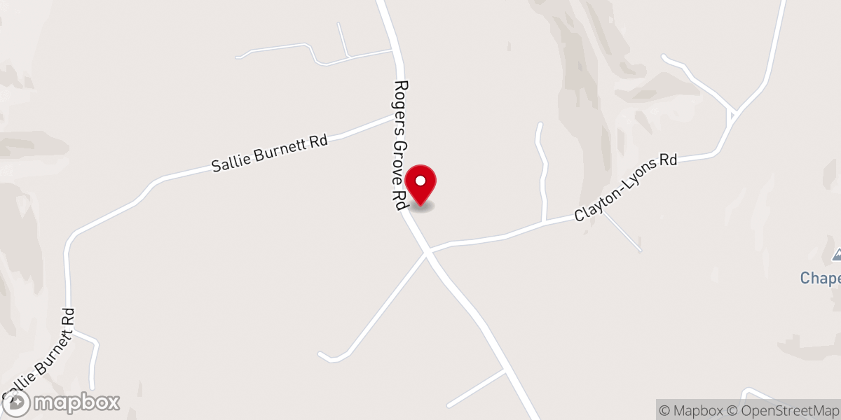 Map showing location of Rogers Grove Bapitist Church