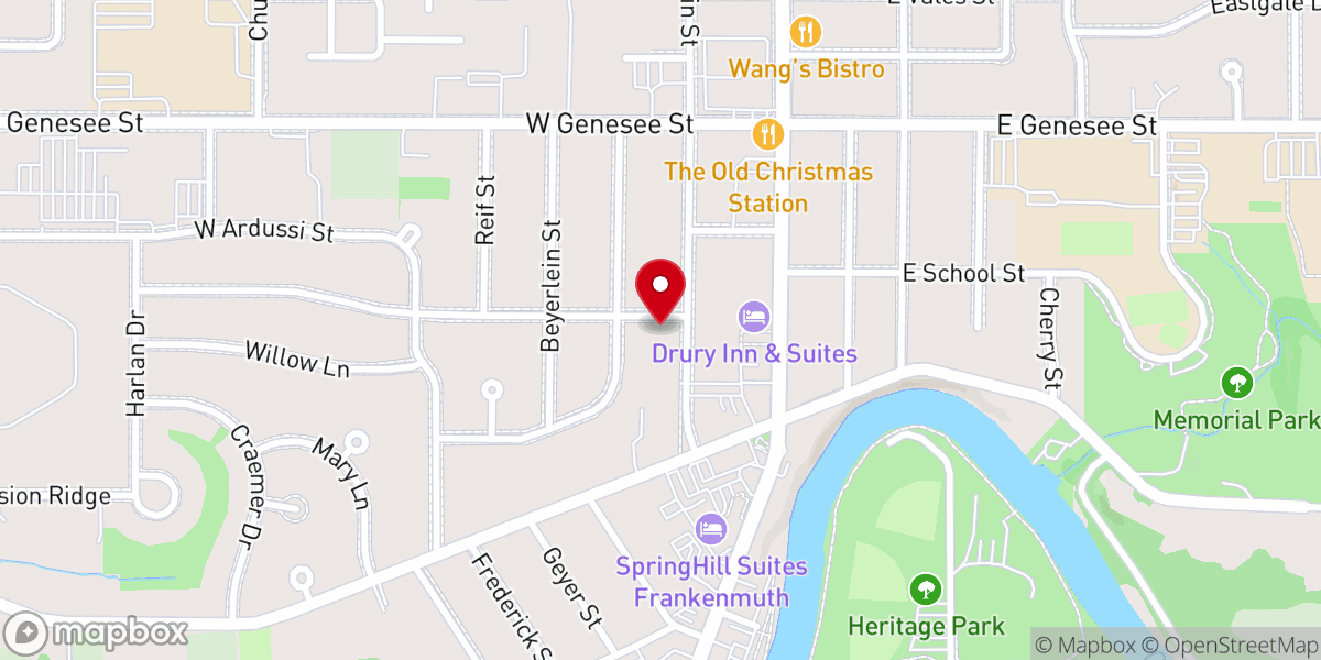 Map showing location of Frankenmuth Wedding Chapel