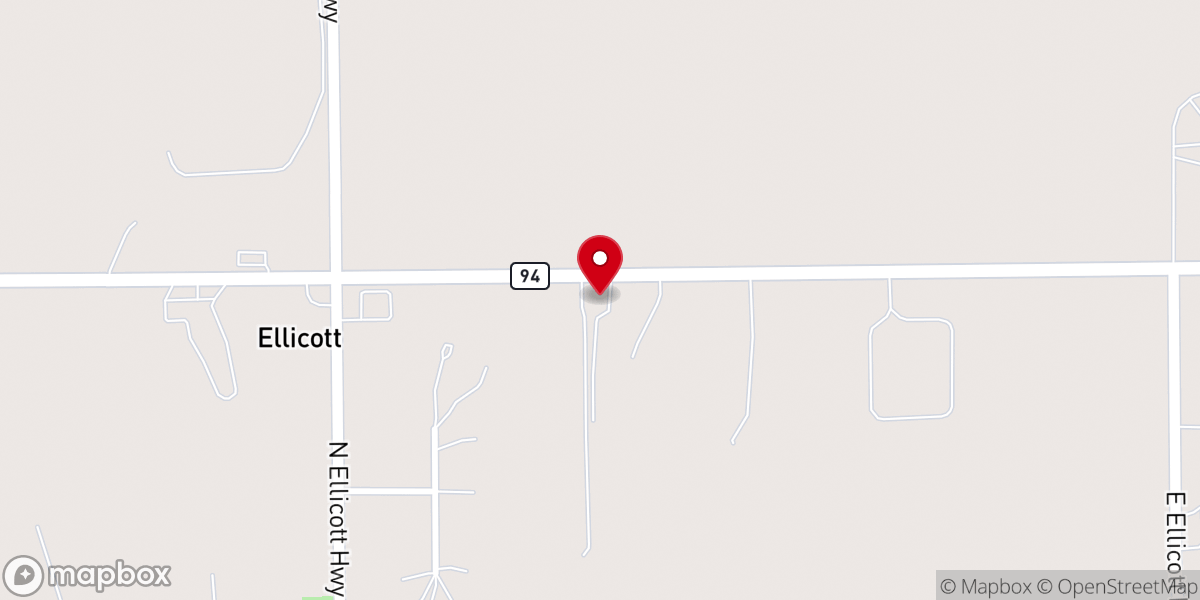 Map showing location of Ellicott Baptist Church