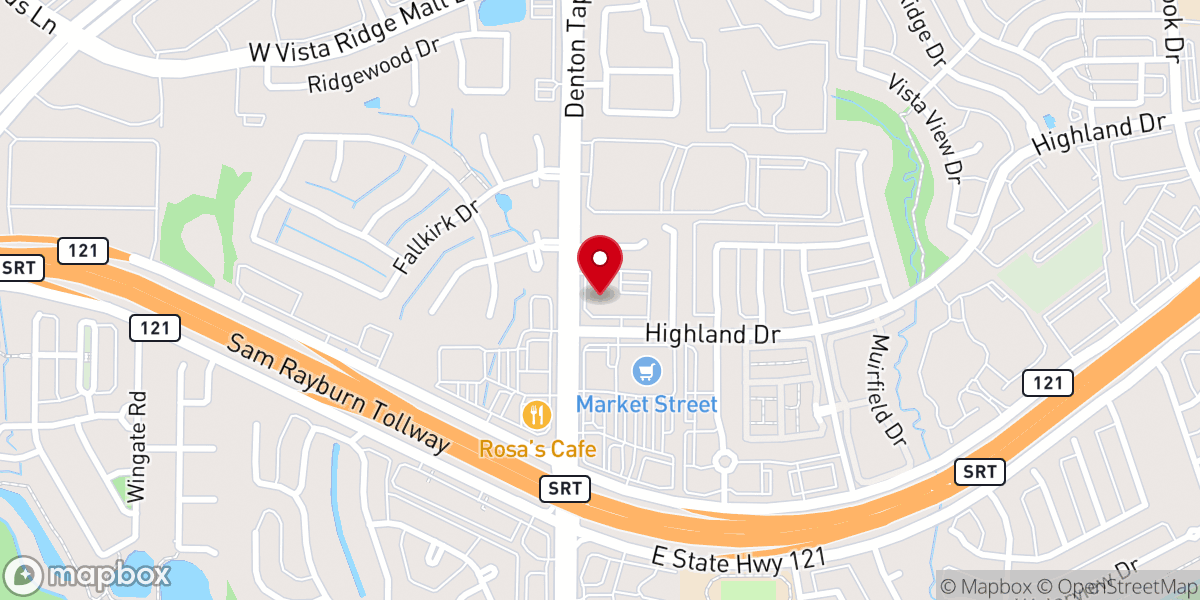 Map showing location of Vista Ridge United Methodist Church