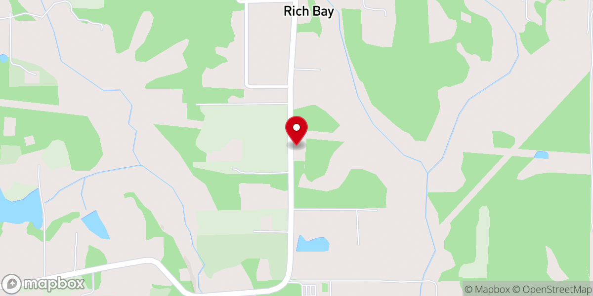Map showing location of Rich Bay Church