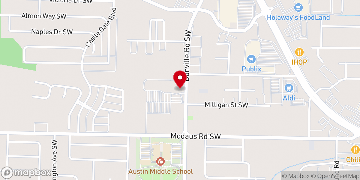 Map showing location of Decatur Baptist Church