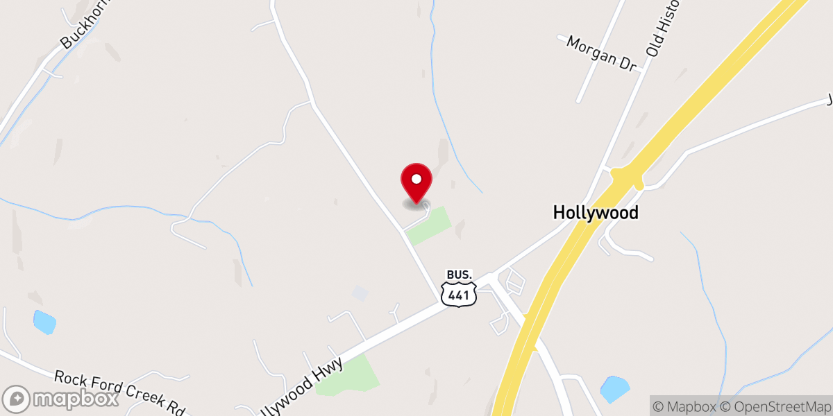 Map showing location of Hollywood Baptist Church