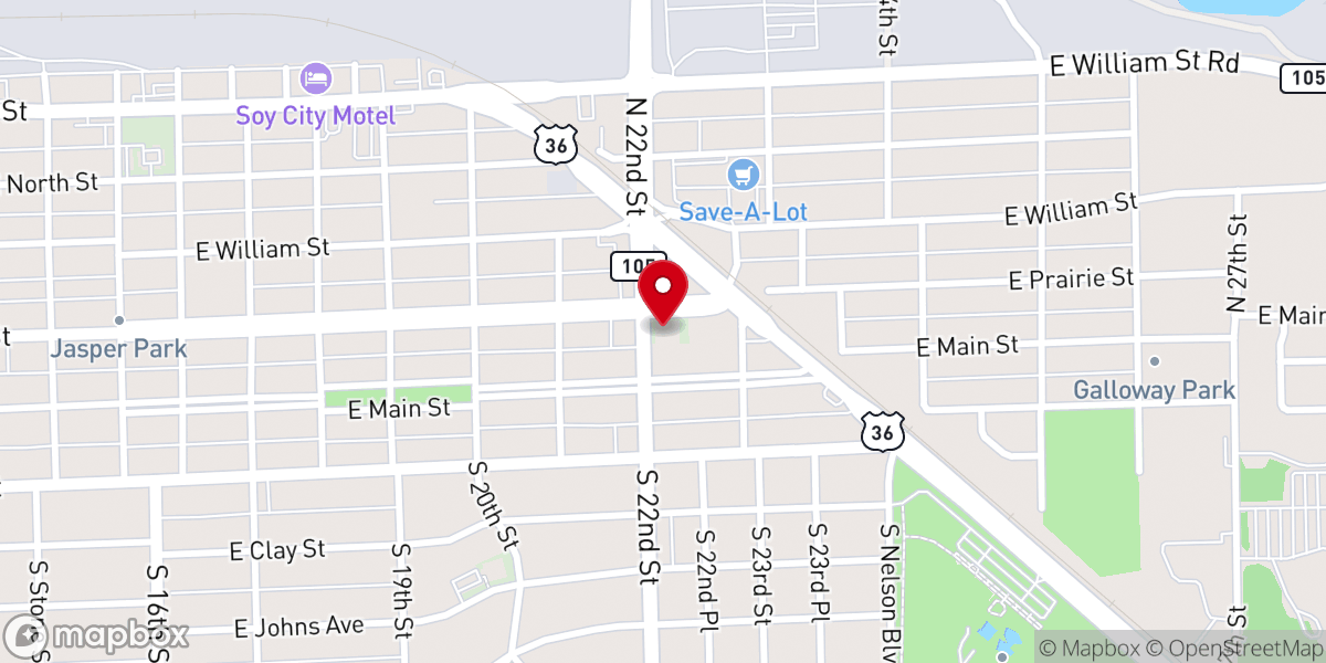 Map showing location of Prairie Avenue Christian Church
