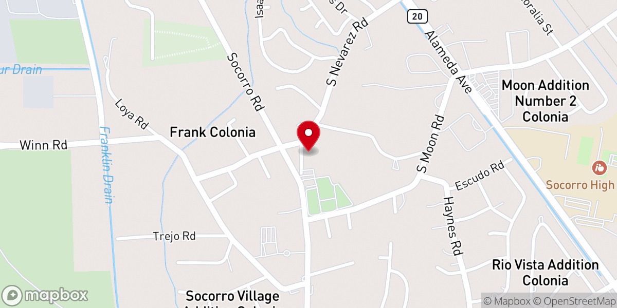 Map showing location of Socorro Mission
