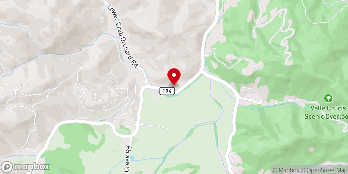 Map showing location of Taylor House Inn, Historic Valle Crucis NC