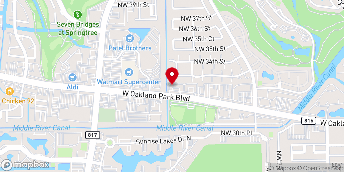 Map showing location of Miracle Worship Center