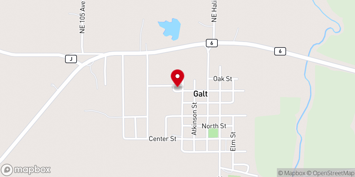 Map showing location of Galt Christian Church