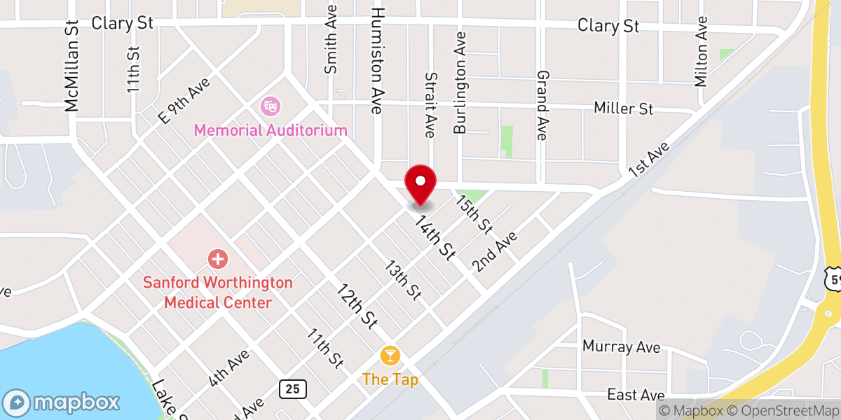 Map showing location of Iglesia Adventista del Séptimo Día Hispana de Worthington / Worthington Hispanic Seventh-Day Adventist Church