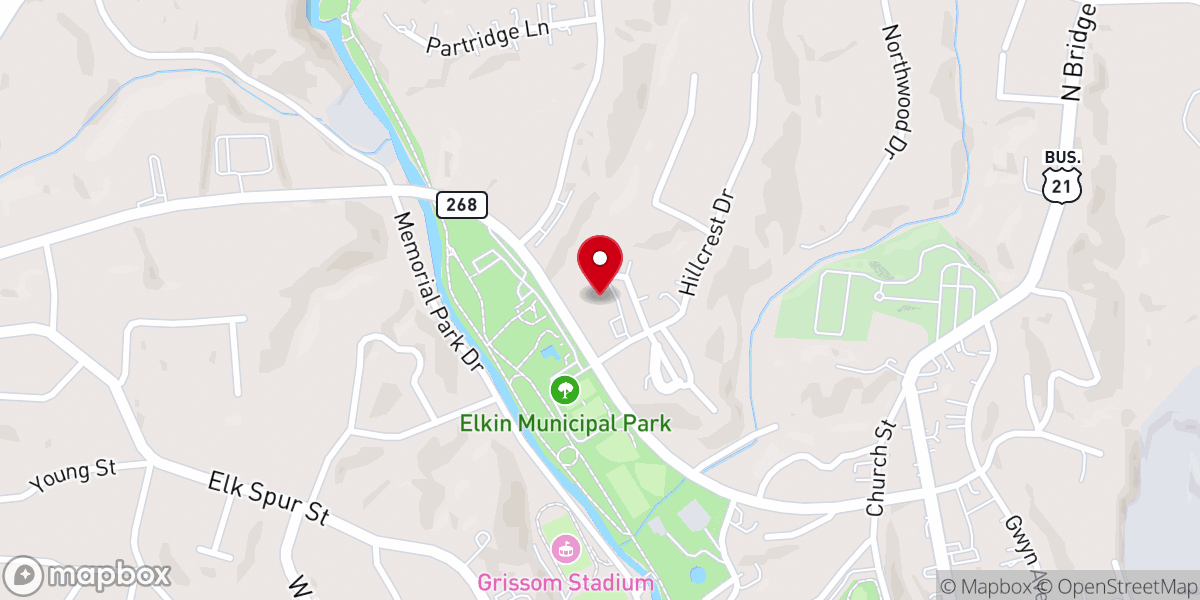 Map showing location of Elkin Presbyterian Church