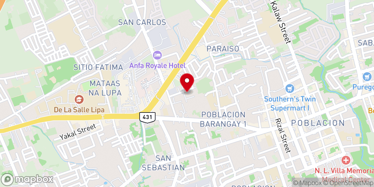 Map showing location of Lipa Baptist Bible Church