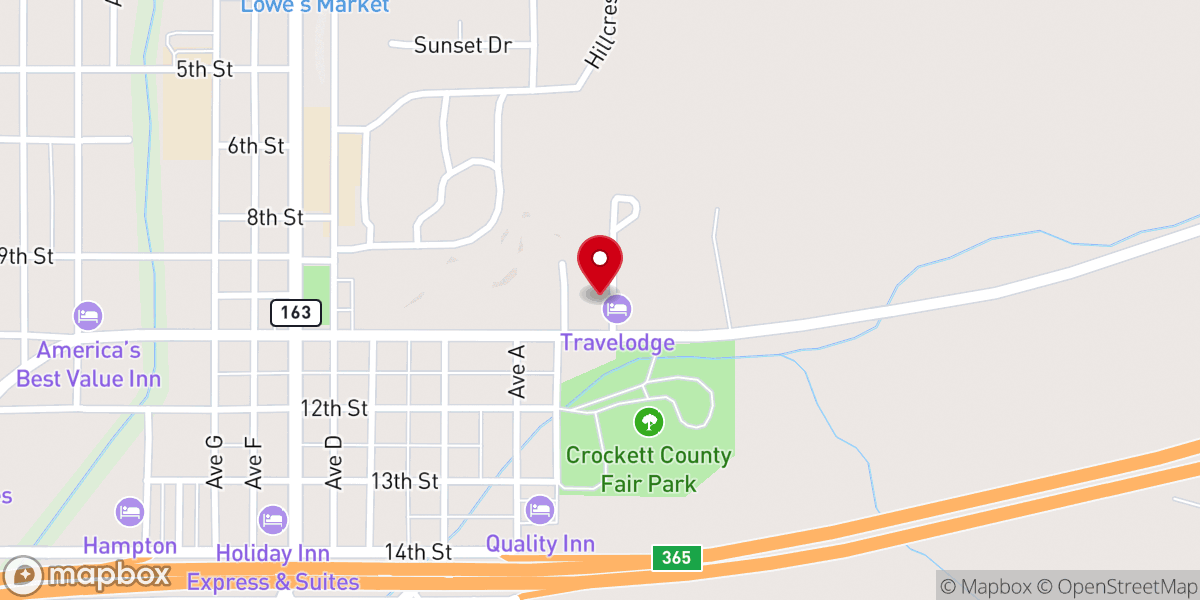 Map showing location of Ozona Methodist Church