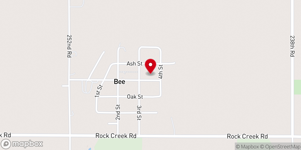 Map showing location of Saint Wenceslaus Catholic Church, Bee