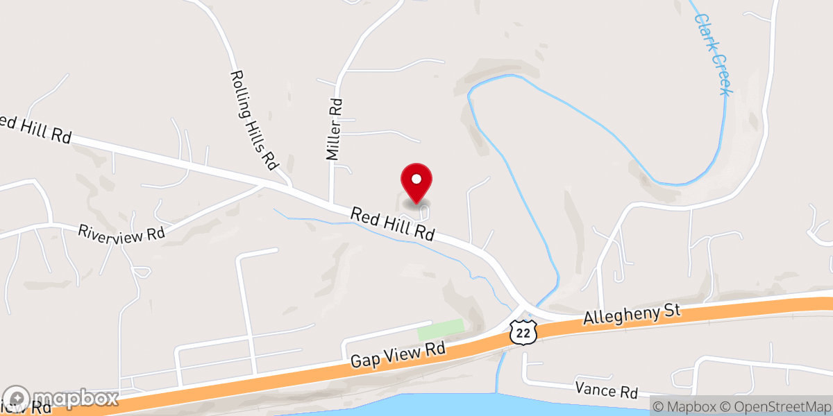 Map showing location of Hope United Presbyterian Church