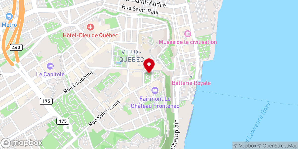 Map showing location of Place d'Armes