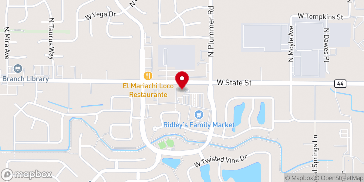 Map showing location of Proof Craft Kitchen and Cocktails