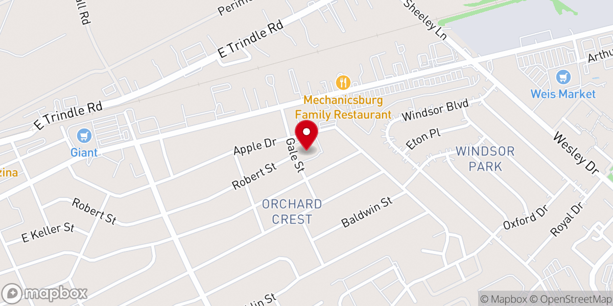 Map showing location of Mechanicsburg Church of the Brethren