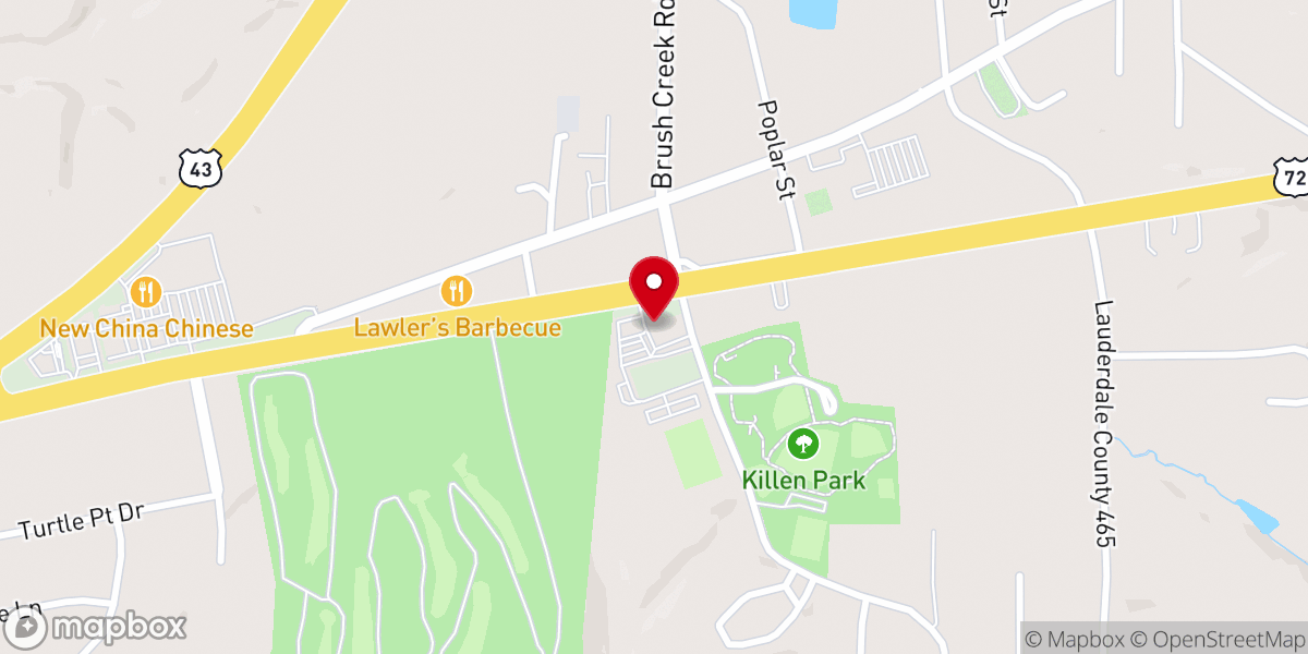 Map showing location of Killen Church of Christ