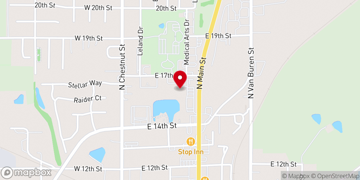 Map showing location of Northside Christian Church of Huntingburg
