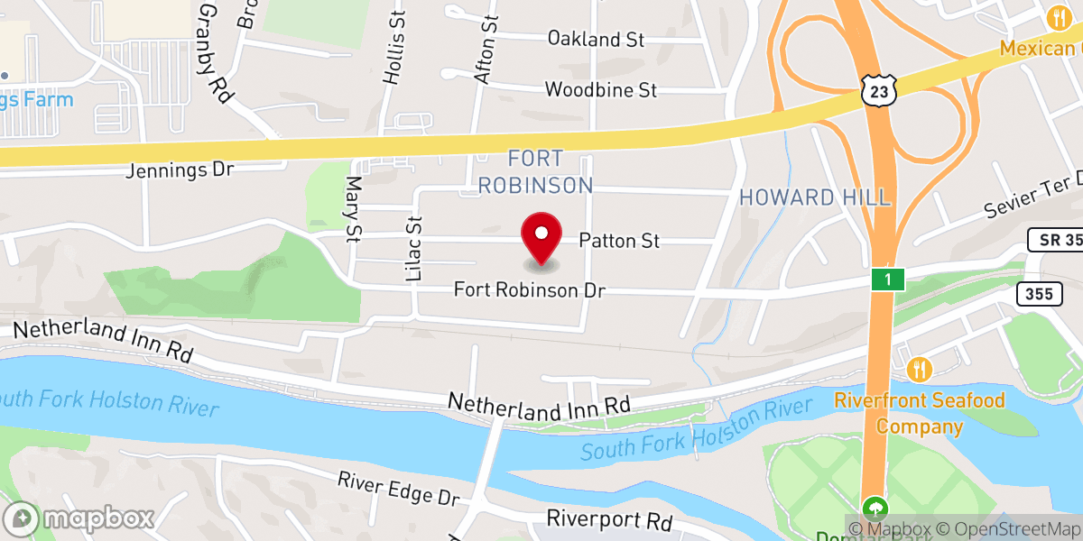 Map showing location of Fort Robinson Baptist Church