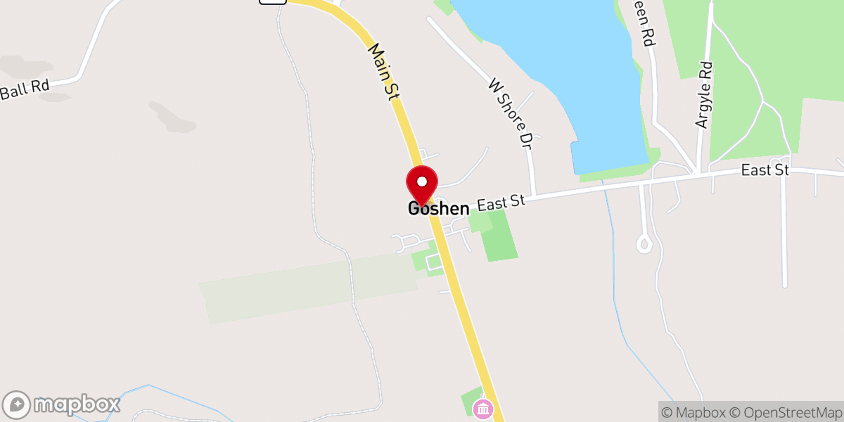 Map showing location of Goshen Congregational Church