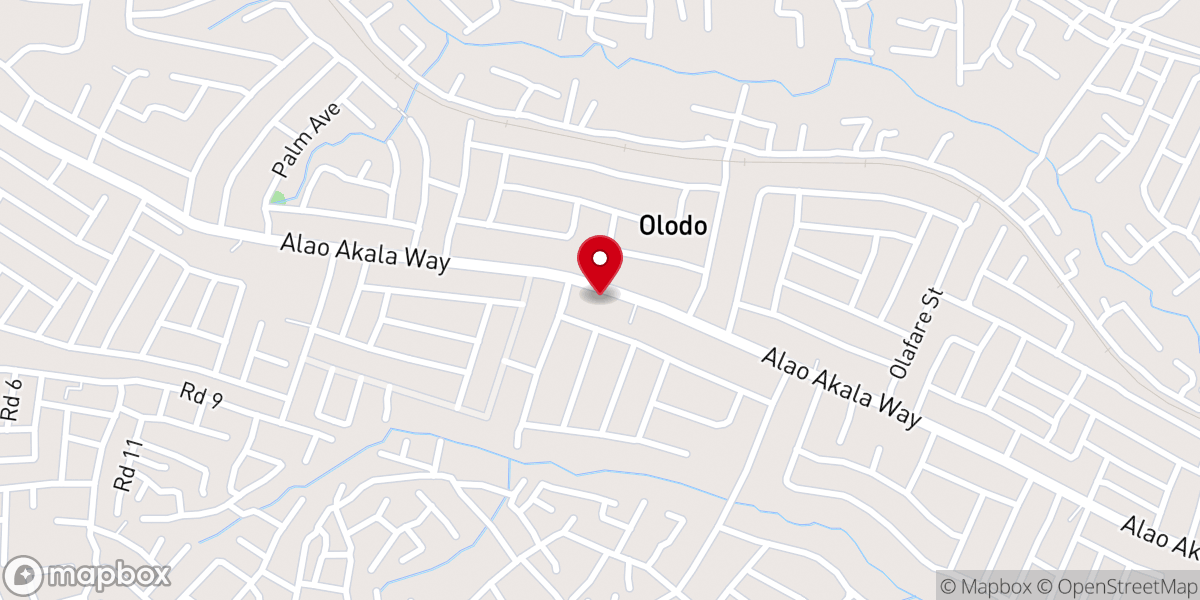 Map showing location of New covenant Church Impa Estate centre Alao akala way Akobo