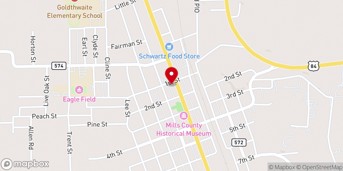 Map showing location of First Baptist Church