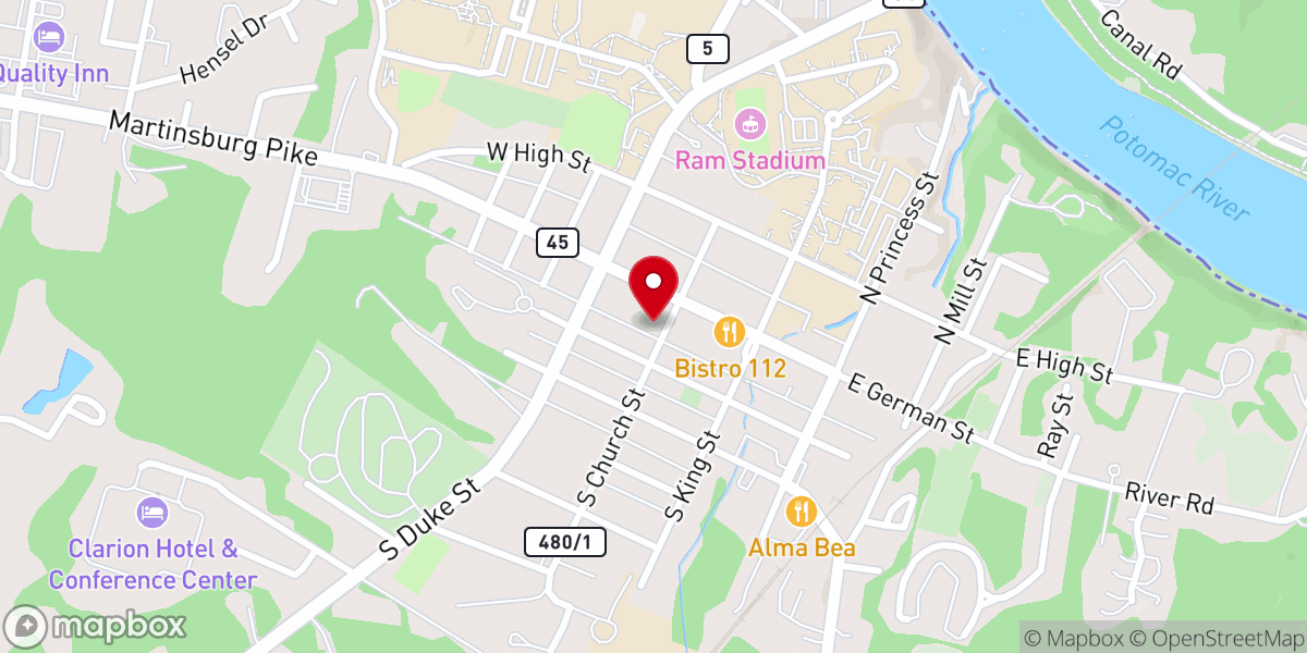 Map showing location of Trinity Episcopal Church Thrift Shop