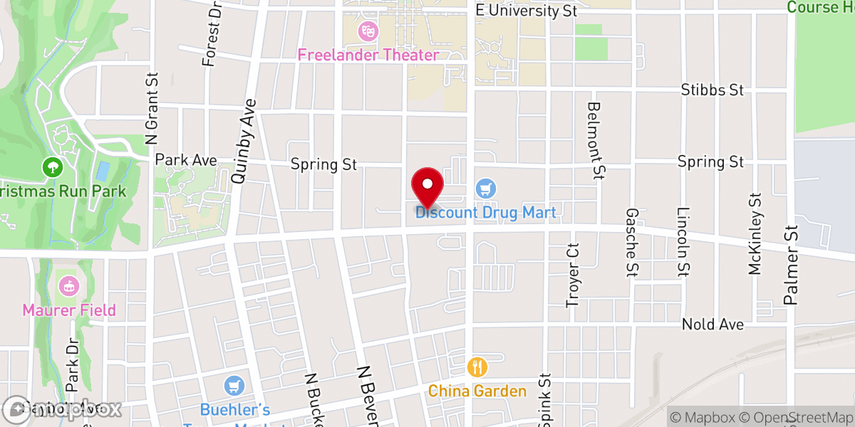 Map showing location of First Presbyterian Church