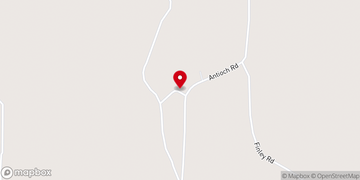Map showing location of Antioch Free Will Baptist Church